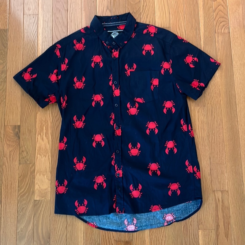 Five Points crab print, slim, fit and flex men’s button up